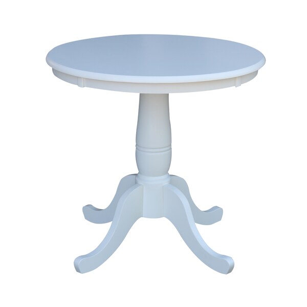 International Concepts Round 30 in Round Top Pedestal Table, 28.9 inH, White, 30 W, 30 L, 28.9 in H, Wood, White K08-30RT - main